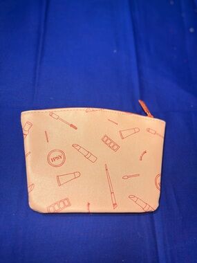 ipsy Peach Cosmetic Pouch with Makeup Icon Print